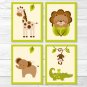 Baby Safari Lion Monkey Elephant Giraffe Printable Nursery Wall Art #A109