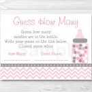 Modern Pink Chevron Printable Baby Shower "Guess How Many?" Game Cards #A127