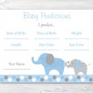 Blue & Gray Polka Dot Elephant Baby Shower Baby Predictions Game Cards Printable #A135