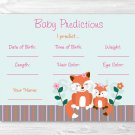 Woodland Girl Fox Baby Shower Baby Predictions Game Cards Printable #A244
