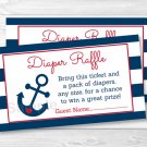 Nautical Anchor Blue & Red Printable Baby Shower Diaper Raffle Tickets #A259
