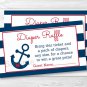 Nautical Anchor Blue & Red Printable Baby Shower Diaper Raffle Tickets #A259