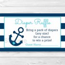 Nautical Anchor Printable Baby Shower Diaper Raffle Tickets #A222