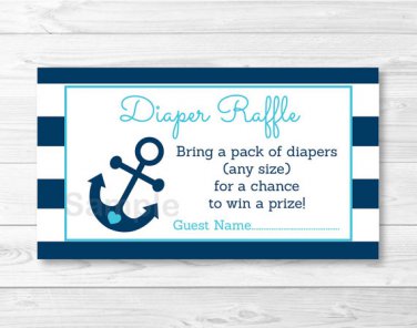 Nautical Anchor Printable Baby Shower Diaper Raffle Tickets #A222