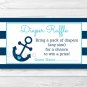 Nautical Anchor Printable Baby Shower Diaper Raffle Tickets #A222