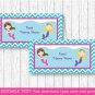Mermaid Pool Party Buffet Tent Cards & Place Cards Editable PDF #A363