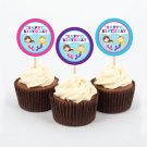 Mermaid Birthday Pool Party Printable Cupcake Toppers Party Favor Tags #A363