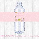 Safari Girl Pink Jungle Animals Water Bottle Labels Printable Editable PDF #A229