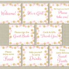 Blush Pink & Gold Glitter Dots Baby Shower Table Signs - 8 Printable Signs #A380
