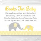 Yellow Chevron Elephant Printable Baby Shower Book Request Cards #A181