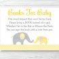 Yellow Chevron Elephant Printable Baby Shower Book Request Cards #A181