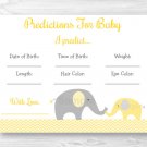 Yellow Chevron Elephant Baby Shower Baby Predictions Game Cards Printable #A181