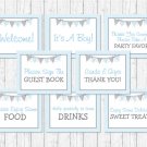 Blue Chevron Baby Shower Table Signs - 8 Printable Signs #A260