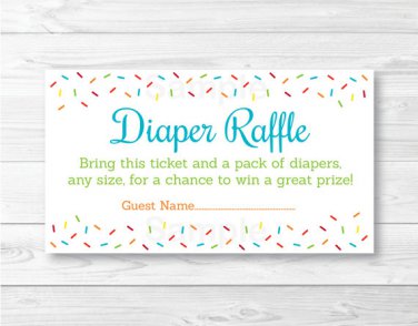 Baby Sprinkle Rainbow Blue Printable Baby Shower Diaper Raffle Tickets #A386