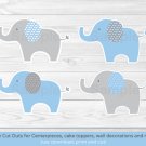 Blue & Gray Polka Dot Elephant Party Cutouts Decorations Printable #A135