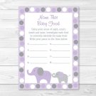 Lavender Elephant Name That Baby Food Baby Shower Game Printable #A242