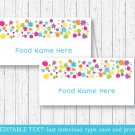 Art Party Buffet Tent Cards & Place Cards Editable PDF #A280