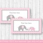 Pink Chevron Elephant Buffet Tent Cards & Place Cards Editable PDF #A186