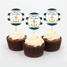 Nautical Gold Anchor Printable Cupcake Toppers Party Favor Tags #A365