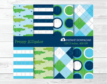 Preppy Alligator Argyle Digital Paper #A157