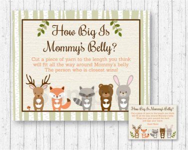 Woodland Forest Animals How Big Is Mommys Belly Baby Shower Game #A191