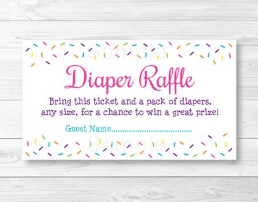 Pink Baby Sprinkle Printable Baby Shower Diaper Raffle Tickets #A357