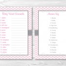 Modern Pink Chevron Printable Baby Shower "Baby Word Scramble" Game Cards #A127