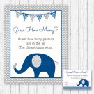 Blue Elephant Guess The Peanuts Baby Shower "Guess How Many?" Game Cards #A373