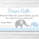 Blue Chevron Elephant Printable Baby Shower Diaper Raffle Tickets #A187