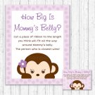 Purple Monkey How Big Is Mommys Belly Baby Shower Game #A388