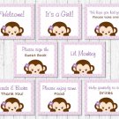 Purple Monkey Baby Shower Table Signs - 8 Printable Signs #A388