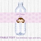 Purple Monkey Water Bottle Labels Printable Editable PDF #A388