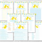 Rubber Duck Baby Shower Games Pack - 8 Printable Games #A367
