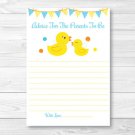 Rubber Duck Printable Baby Shower Mommy Advice Cards #A367