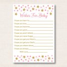 Twinkle Star Pink & Gold Printable Baby Shower Wishes For Baby Advice Cards #A358