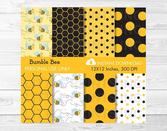 Bumble Bee Digital Paper #A134