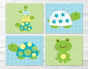 Turtles & Frogs Pond Pals Printable Nursery Wall Art #A148
