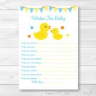Rubber Duck Printable Baby Shower Wishes For Baby Advice Cards #A367