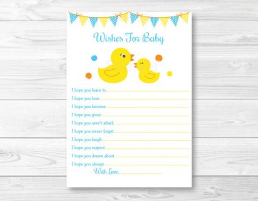 Rubber Duck Printable Baby Shower Wishes For Baby Advice Cards #A367