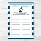Nautical Anchor Baby Shower Baby ABCs Game Printable #A222