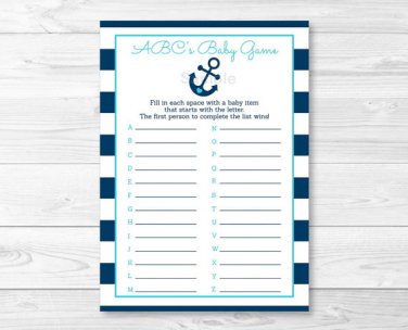 Nautical Anchor Baby Shower Baby ABCs Game Printable #A222