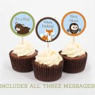 Bear Fox Owl Forest Friends Printable Cupcake Toppers Party Favor Tags #A290