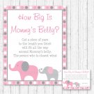 Pink & Gray Polka Dot Elephant How Big Is Mommys Belly Baby Shower Game #A160