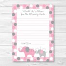 Pink & Gray Polka Dot Elephant Printable Baby Shower Mommy Advice Cards #A160
