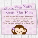 Purple Monkey Printable Baby Shower Book Request Cards #A388