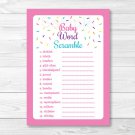 Pink Baby Sprinkle Printable Baby Shower "Baby Word Scramble" Game Cards #A357