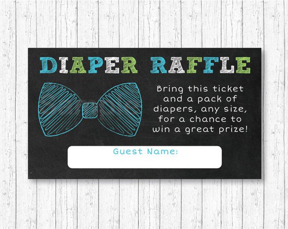 Bow Tie Chalkboard Printable Baby Shower Diaper Raffle Tickets #A382