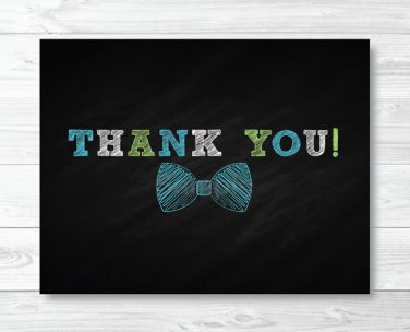 Bow Tie Chalkboard Thank You Card Printable #A382