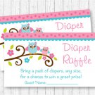 Pink Woodland Owl Printable Baby Shower Diaper Raffle Tickets #A162