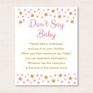 Twinkle Star Pink & Gold Dont Say Baby Baby Shower Game Printable #A358